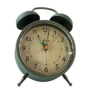 Tinload Twin Bell Alarm Clock Sage Green Retro Analog Battery Operated Backlight
